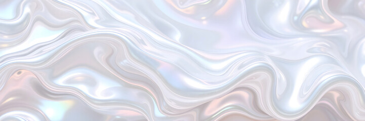 Obraz premium Wavy white pearl nacre iridescent texture. Pearlescent background 