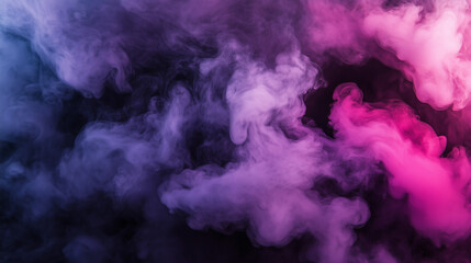 Fototapeta premium Abstract background. A wispy cloud of purple and pink smoke on a black background.