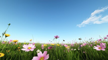 Vibrant Wildflower Meadow under a Blue Sky