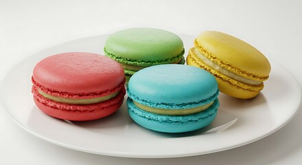 Fototapeta premium macarons on a plate, a delightful display of sweet treats.