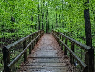 Walkway in a green spring beech forest beautiful, landscape