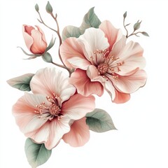 Naklejka premium Romantic Floral Arrangement with Soft Pink and Cream Flowers in Delicate Style