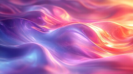 Obraz premium Abstract trendy rainbow holographic background in 80s style with a blurred texture in violet, pink, and mint bright neon colors.