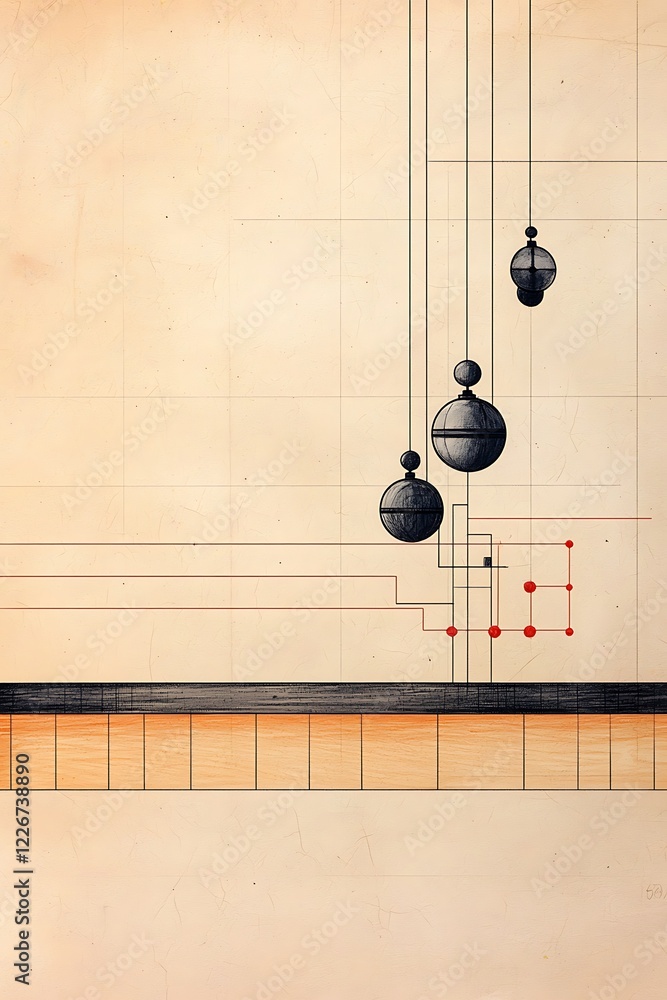Poster abstract geometric design with lines and circles