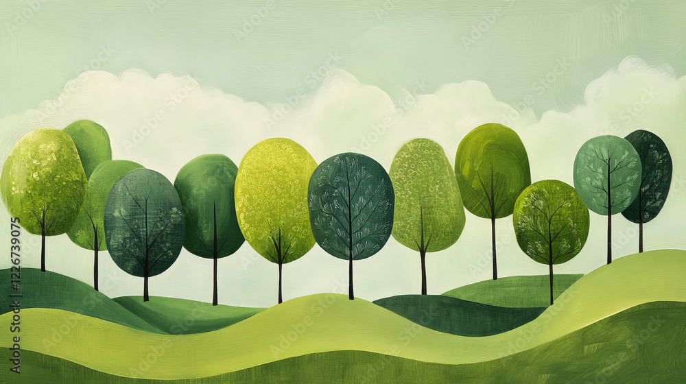 Aufkleber silhouettes of assorted trees with leafy canopies in different shapes and sizes