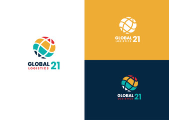 Colorful globe logo design concept 