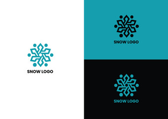 Modern snowflake logo design concept 