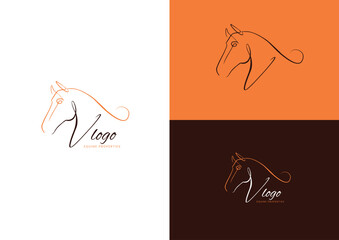 Outline horse logo design concept 