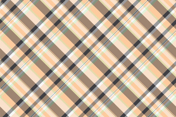 Elegant diagonal plaid pattern in soft peach, brown, and white. Perfect for textile design, fashion, wallpaper, or website backgrounds.  Creates a sophisticated and subtle texture.