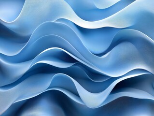 Obraz premium Abstract blue waves, layered design, 3d render, Generative AI