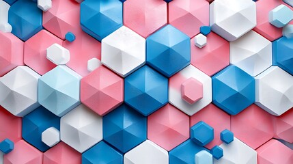 Obraz premium 3D colorful pink blue and white color hexagon background