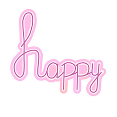 pink happy text