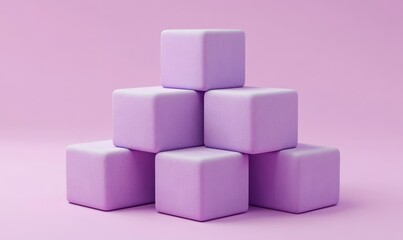 Fototapeta premium Abstract purple cubes, geometric design, 3d render, Generative AI