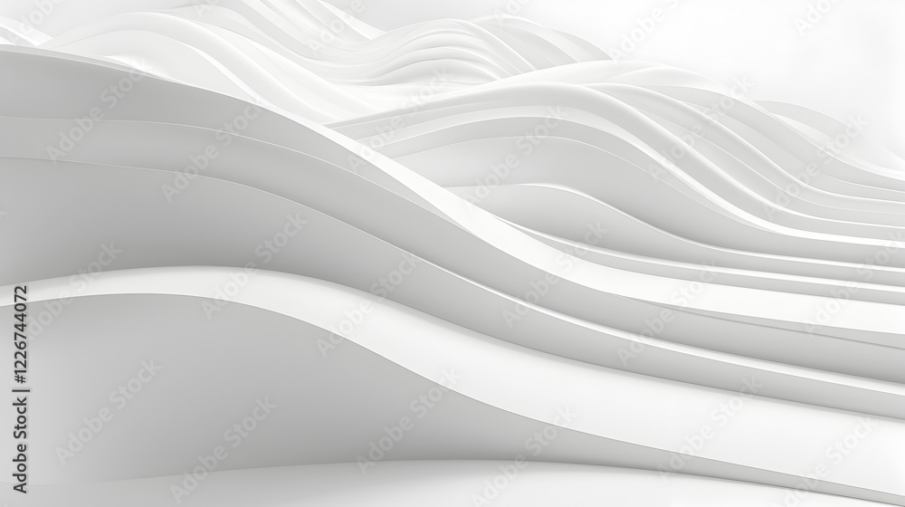 Poster abstract white waves create a smooth, flowing texture in a minimalist design.