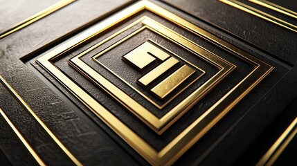 Golden geometric design highlighting intricate patterns and textures on a dark background