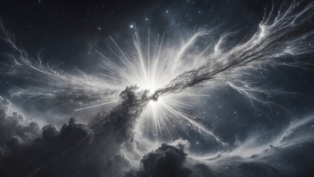 Explosive Galactic Event in Stunning Cosmic Nebula Background.