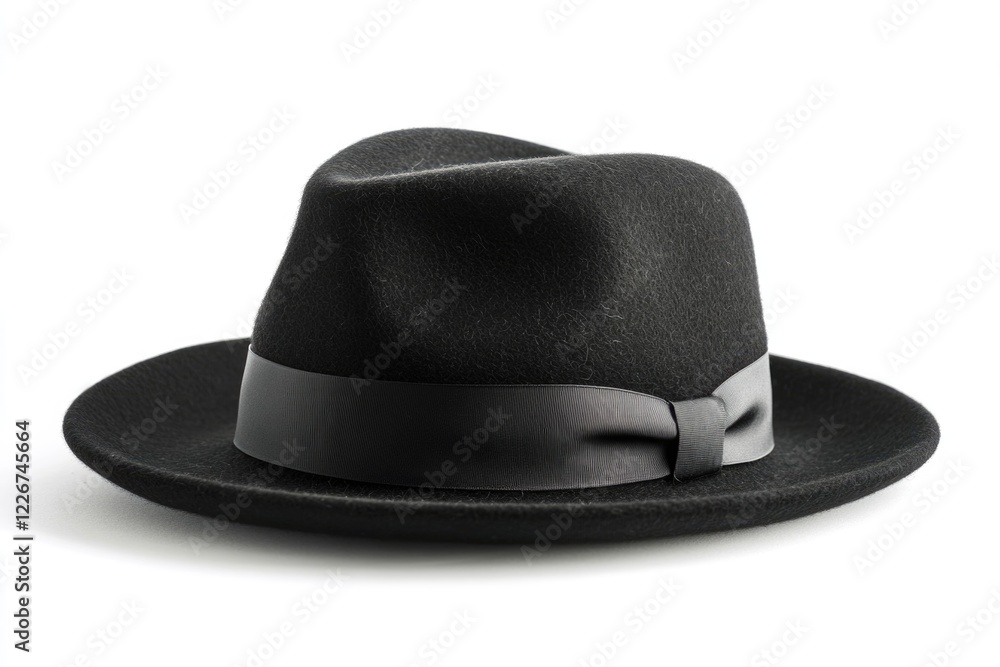 Aufkleber A simple black hat with a red bow tied around it on a white background, ready for use in various designs