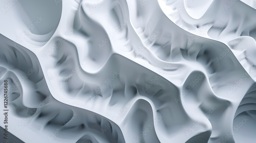 Poster abstract wavy texture in shades of gray, creating a dynamic visual flow.
