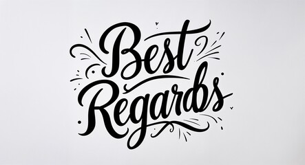 best regards calligraphy lettering black ink on plain white background