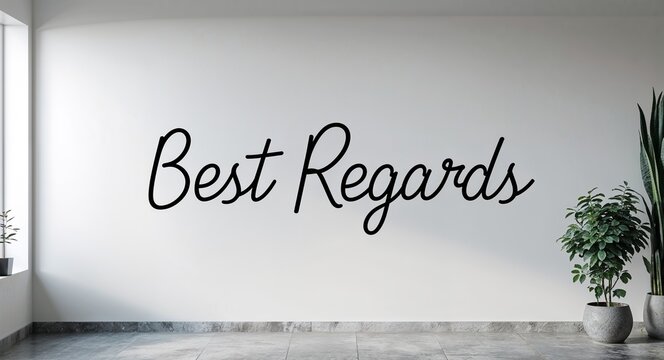 best regards cursive word written on whiteboard minimalist concept
