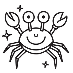 Cute Cartoon Crab Illustration Line Art Drawing
