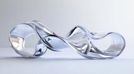 3D Ribbon Glass Hologram: 3D ribbon glass hologram of abstract shape in the form of a wave, 3D rendering,