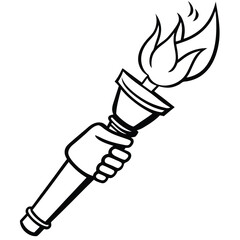 Powerful Hand Holding a Burning Torch Symbol