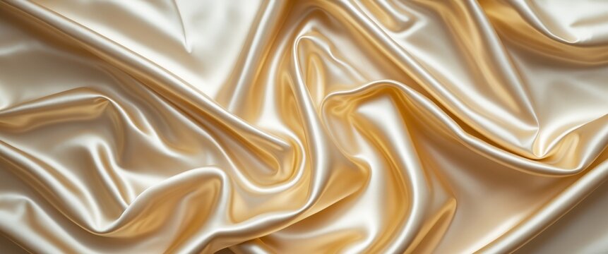 Luxurious golden silky fabrics texture with reflective.