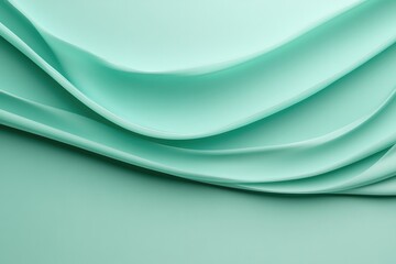 Fototapeta premium Soft mint fabric elegantly drapes, creating gentle waves and dep