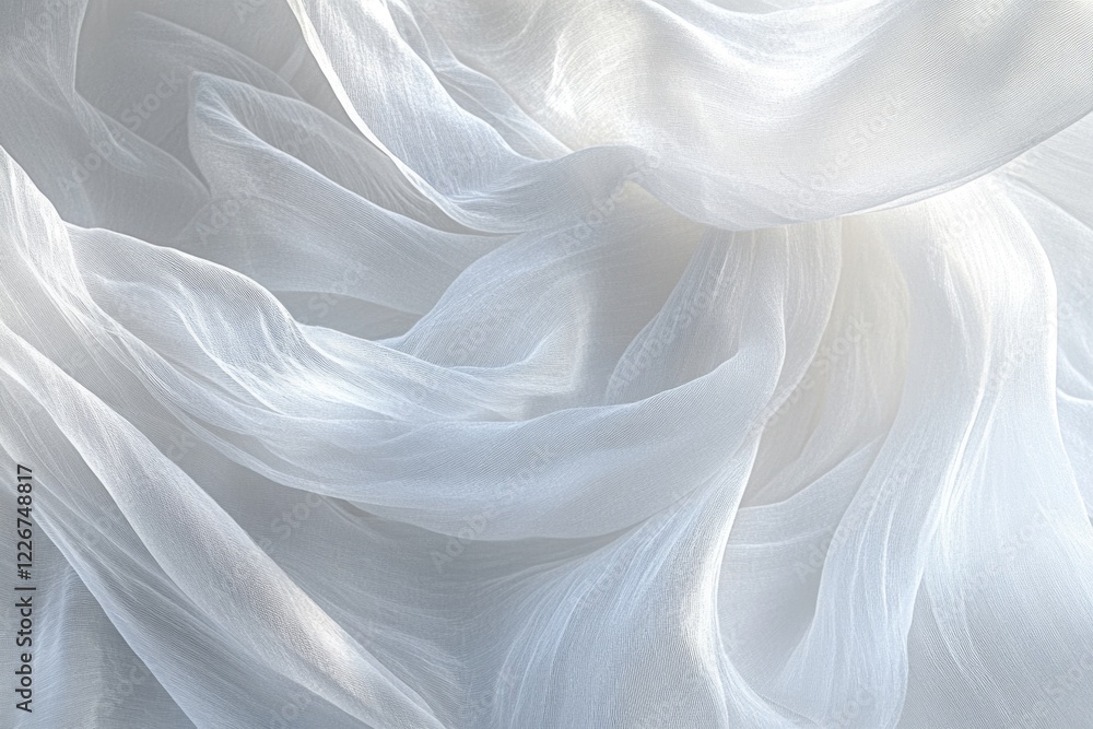 Poster Close-up shot of white fabric with intricate texture and pattern