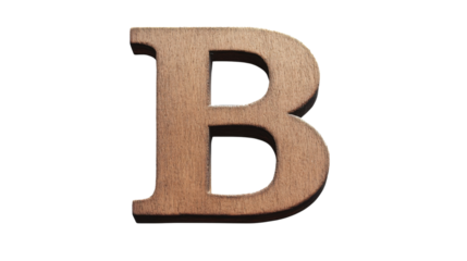 wooden letter b isolated on white background 