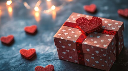 Beautiful Gift Box with Heart Decorations for Romantic Occasions