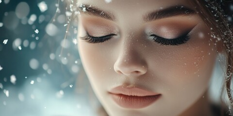 A close-up shot of a woman with her eyes shut, likely in deep thought or meditation