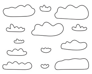 Clouds line art icon. Storage solution element, databases, networking, software image, cloud and meteorology concept. Vector line art illustration isolated on white background, editable stroke. 