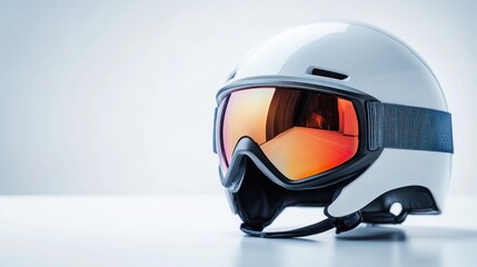 White ski helmet goggles winter sports safety