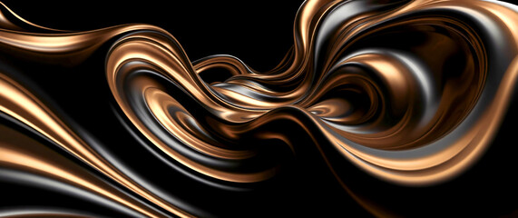 Abstract Curved black shape with Lighting Effect &ndash; Luxury Design on black Background with Copy Space.