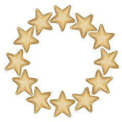 Watercolor wreath, round frame of stars. Can be used as a background for postcards, business cards, invitations, logos, holiday decor In children's style