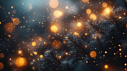 Black background with lots of golden lights. Abstract transition or overlay light effect with vintage gold bokeh, retro light leak.