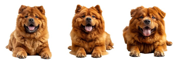 Fototapeta premium Chow chow dog set isolated on transparent background. PNG. Generated AI