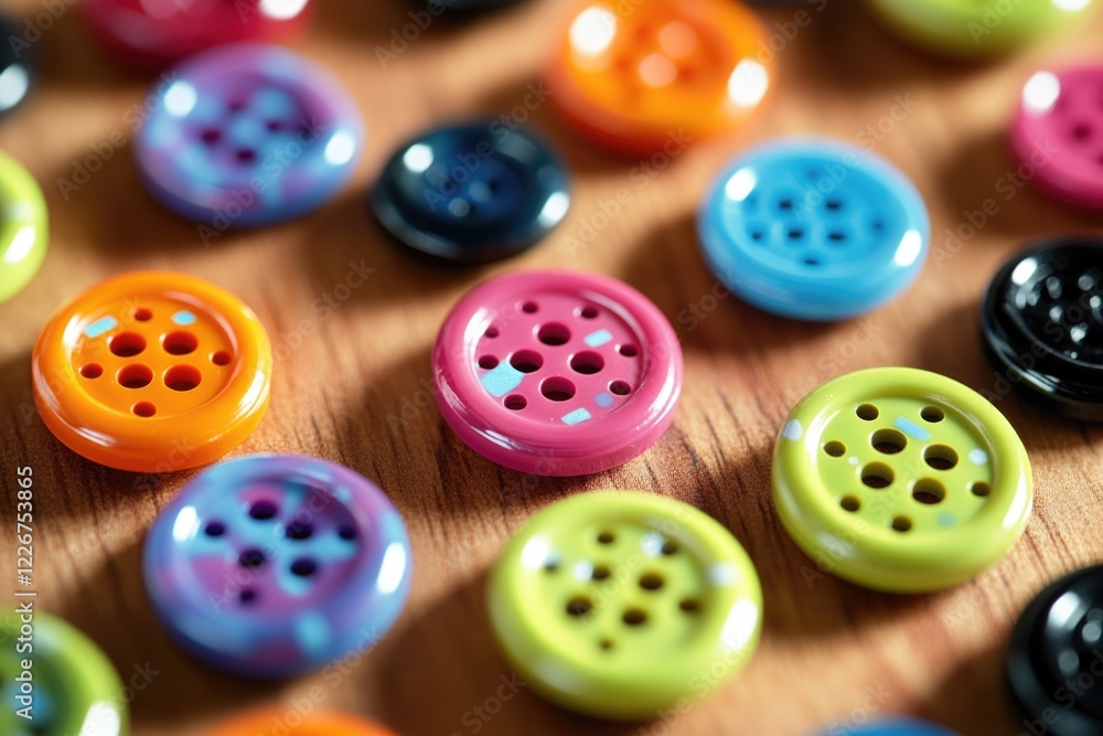 Poster a collection of colorful buttons arranged on a table