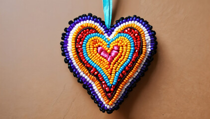  A culturally vibrant heart ornament celebrating love and tradition