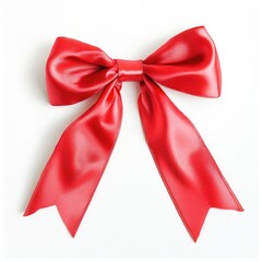 Naklejka premium A bright red bow sitting alone on a white surface, simple and bold