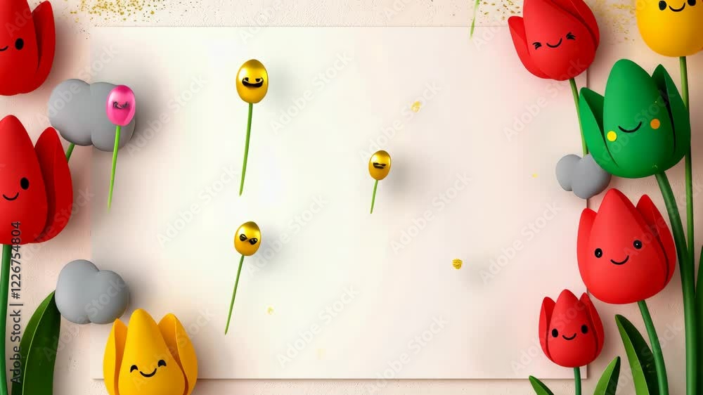 Aufkleber white background with a bunch of red and yellow flowers and a smiling face. the flowers are arranged
