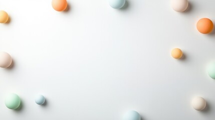 Soft pastel spheres scattered on clean surface create calming vi