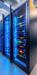 Modern Corporate IT Room Featuring Advanced Secure Data Storage Servers for Optimal Data Protection