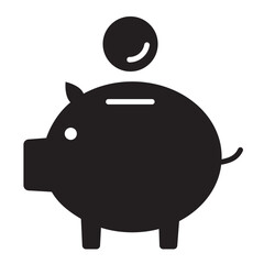 ブタの貯金箱のアイコンイラスト　一個　シルエット