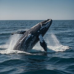 A whale embracing the sea, its body merging with the waves.