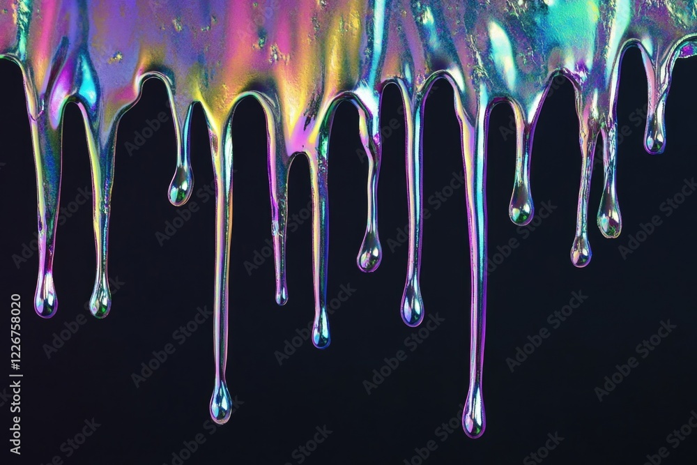 Poster a close-up shot of dripping liquid on a black background, suitable for use in science and technology