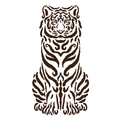 illustration of a fierce but elegant tiger motif ornament