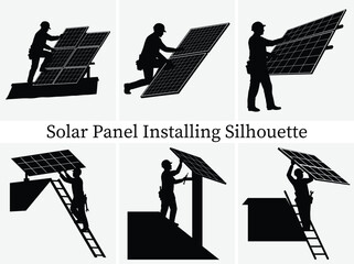 Solar Panel Installing Silhouette Design